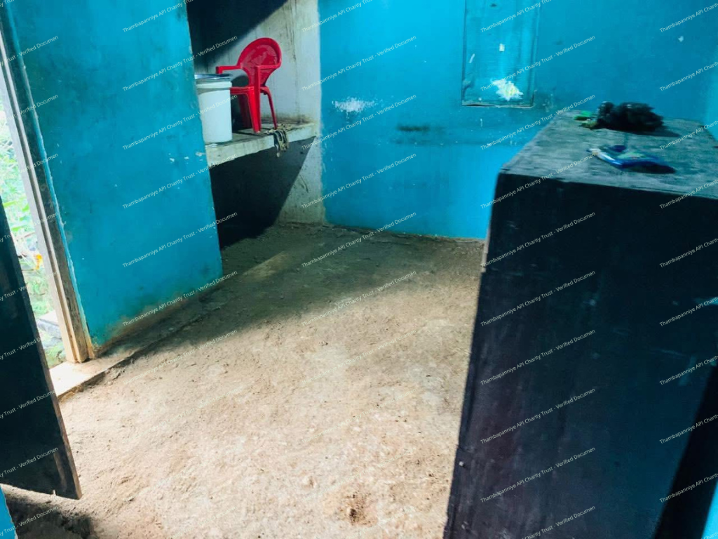 Interior washroom and building damage after flooding and landslide